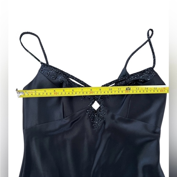 LN Dave & Johnny Laura Ryner Slip beaded gown dress black Christmas 10 11 12 - Picture 7 of 11